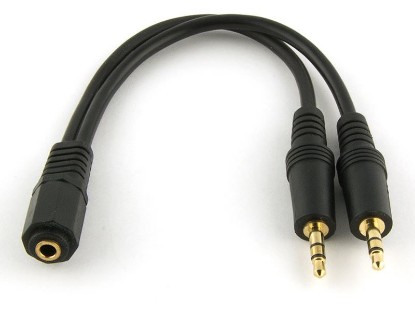Picture of .5 FT Audio "Y" Splitter Cable - 3.5mm Female to Dual RCA Males