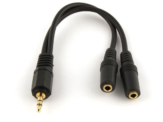 Picture of .5 FT Audio "Y" Splitter Cable - 3.5mm Male to Stereo Females