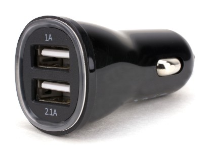 Picture of USB Car Charger - 2 Port, 5V 1A/2.1A, Black